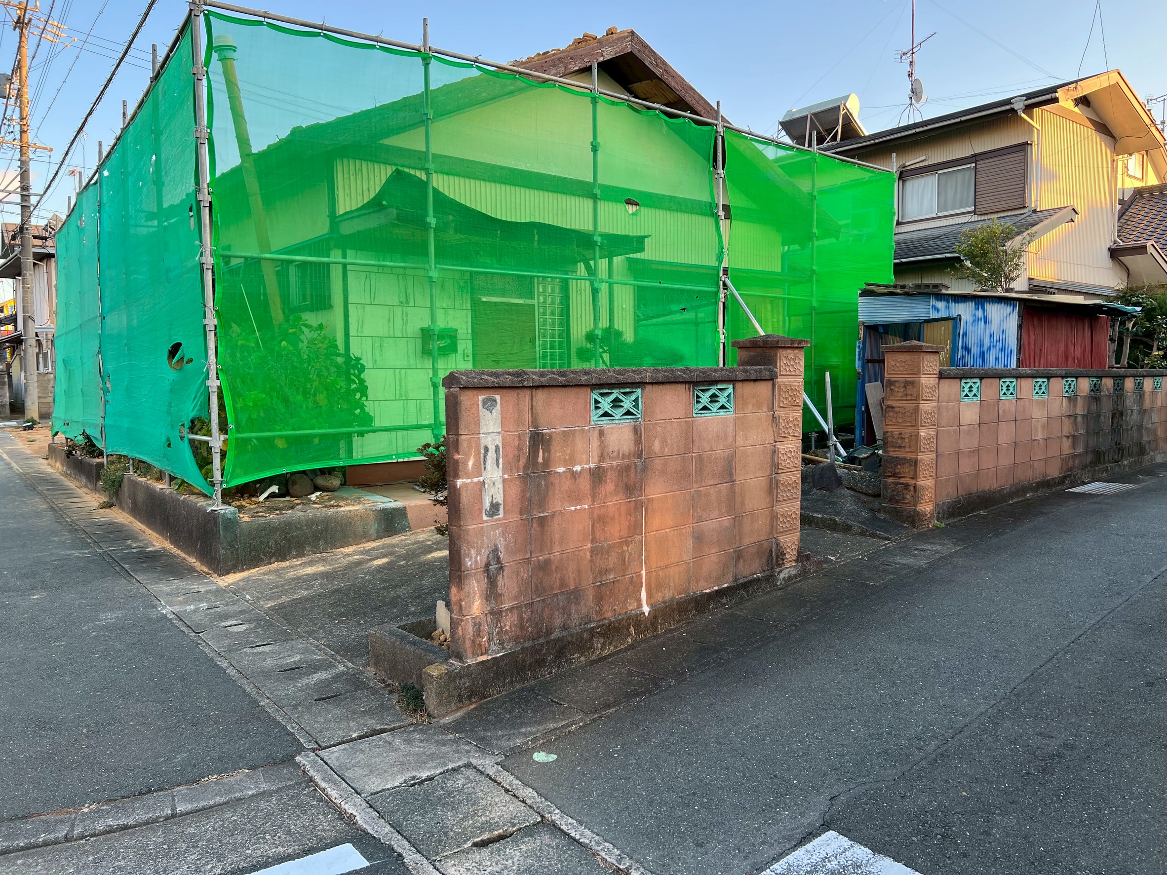 養生ネット設置1